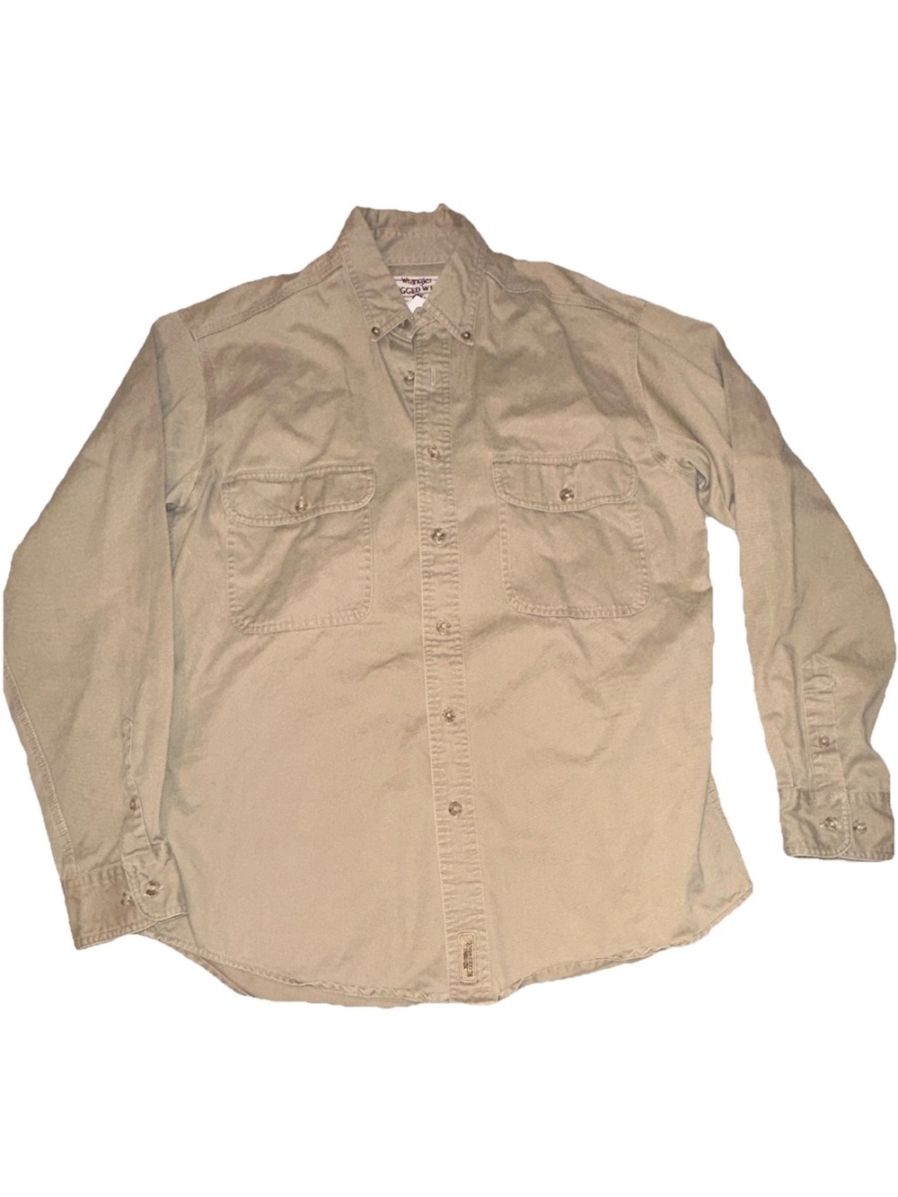 Wrangler Men's Tan Button-Down Work Shirt